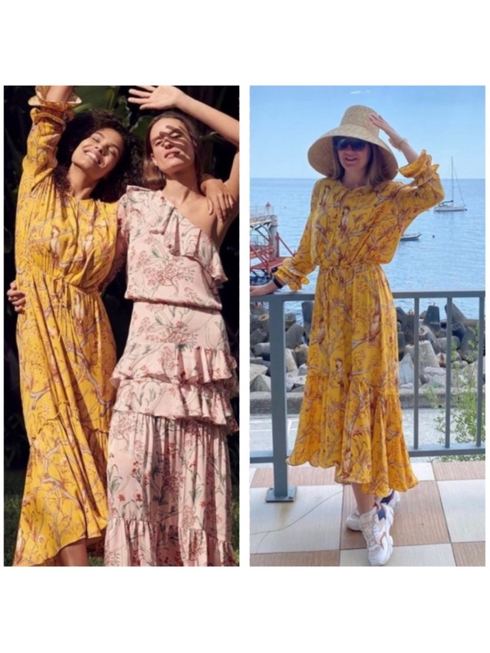 NWT Johanna Ortiz x H&M Yellow Floral Crepe Dress Size L - Picture 7 of 16